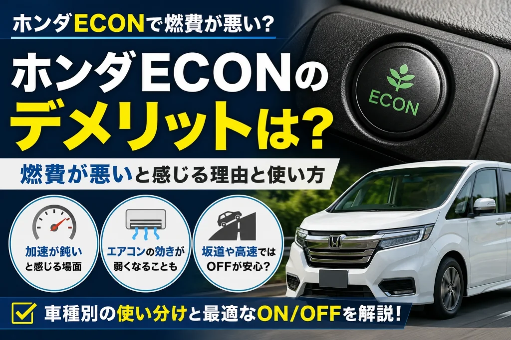 ホンダECONで燃費が悪い？デメリットとON/OFFの使い分けを解説