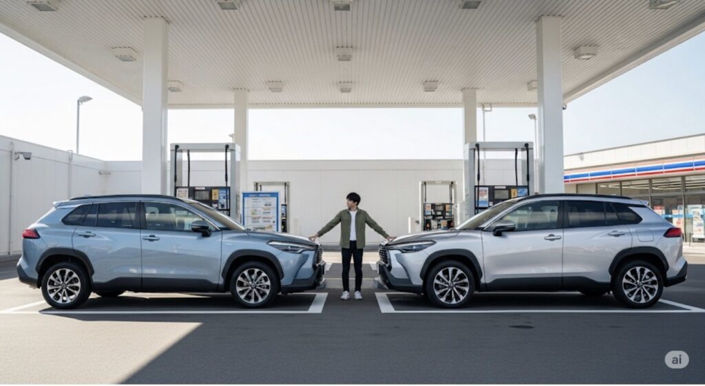ガソリン車との実燃費を比較