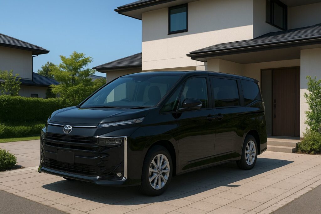 日本の住宅街に駐車された90系ヴォクシー