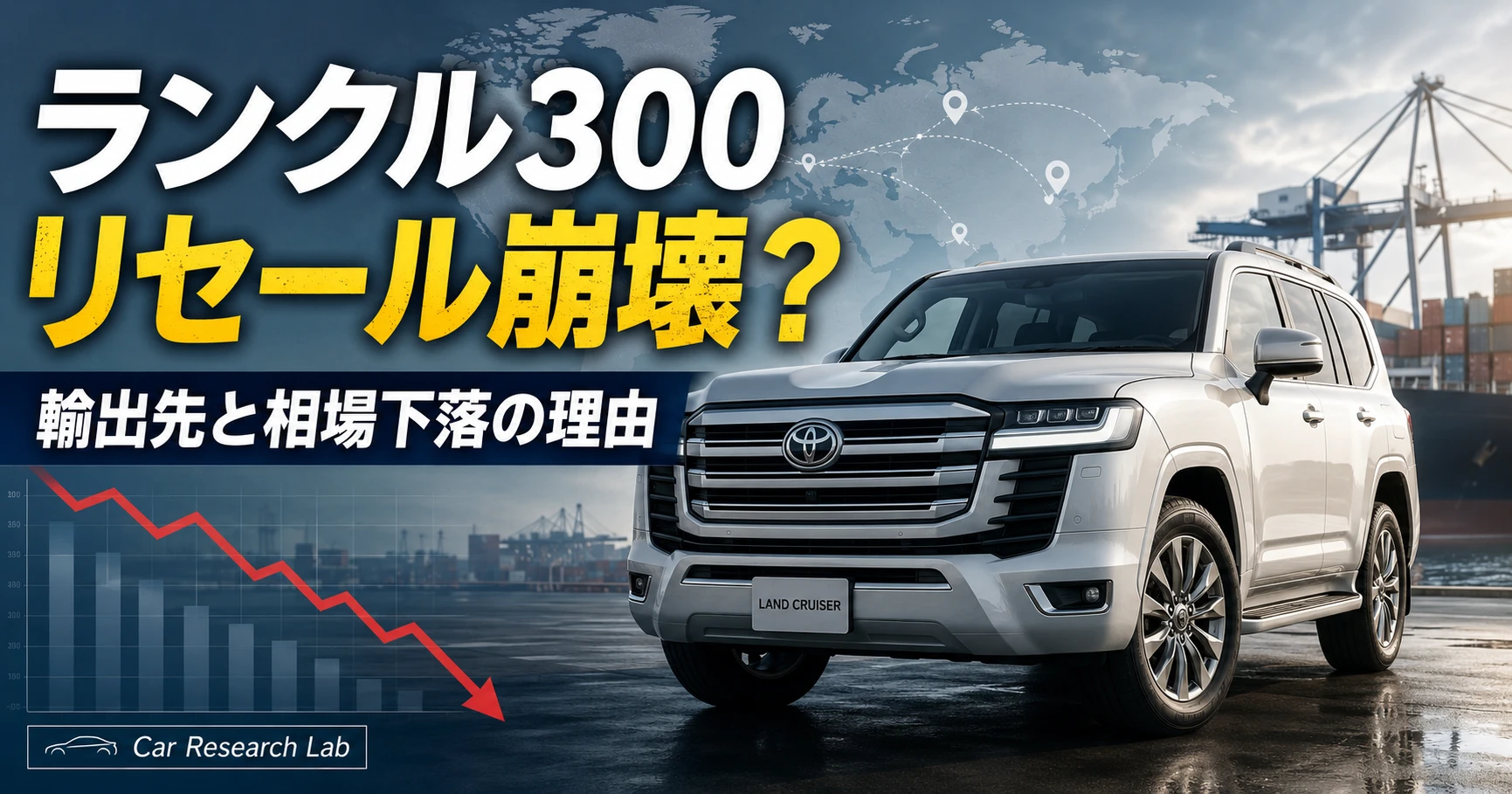 ランクル300のリセール崩壊と輸出先・相場下落の理由を表すアイキャッチ画像