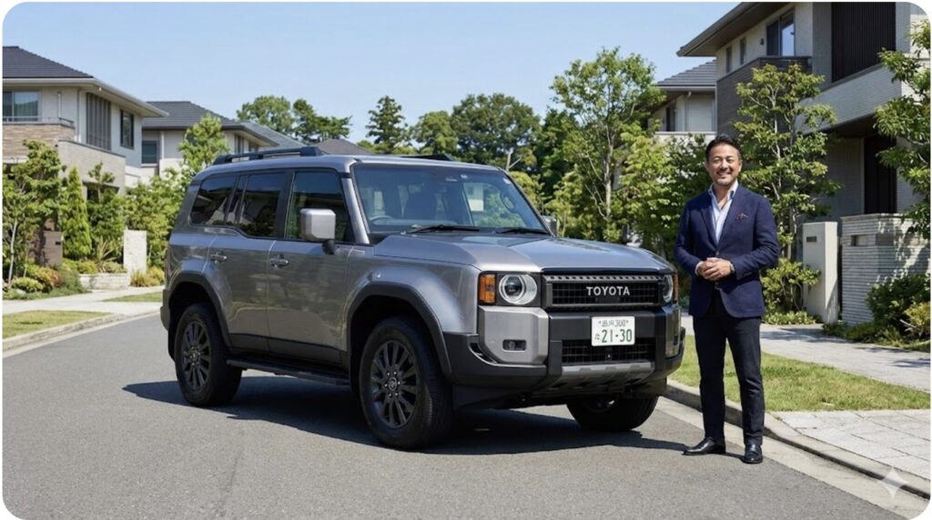 ランドクルーザー250のオーナーと車体。高リセールを誇る高級SUVのイメージ。