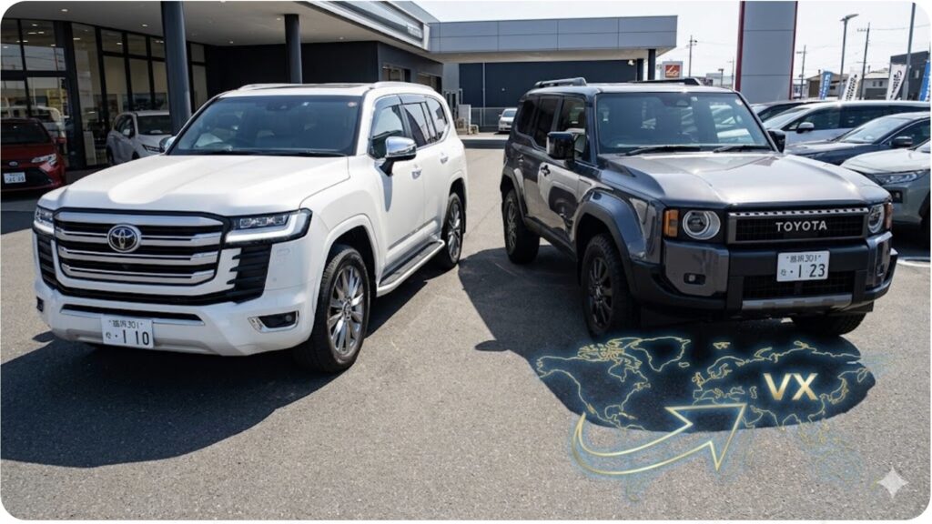 豪華なZXグレードと実用的なVXグレードのランドクルーザー250を並べて比較。