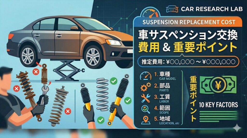 車のサスペンション交換費用の相場は？5万〜20万円が目安！安く抑えるコツと寿命の判断基準をプロが解説
