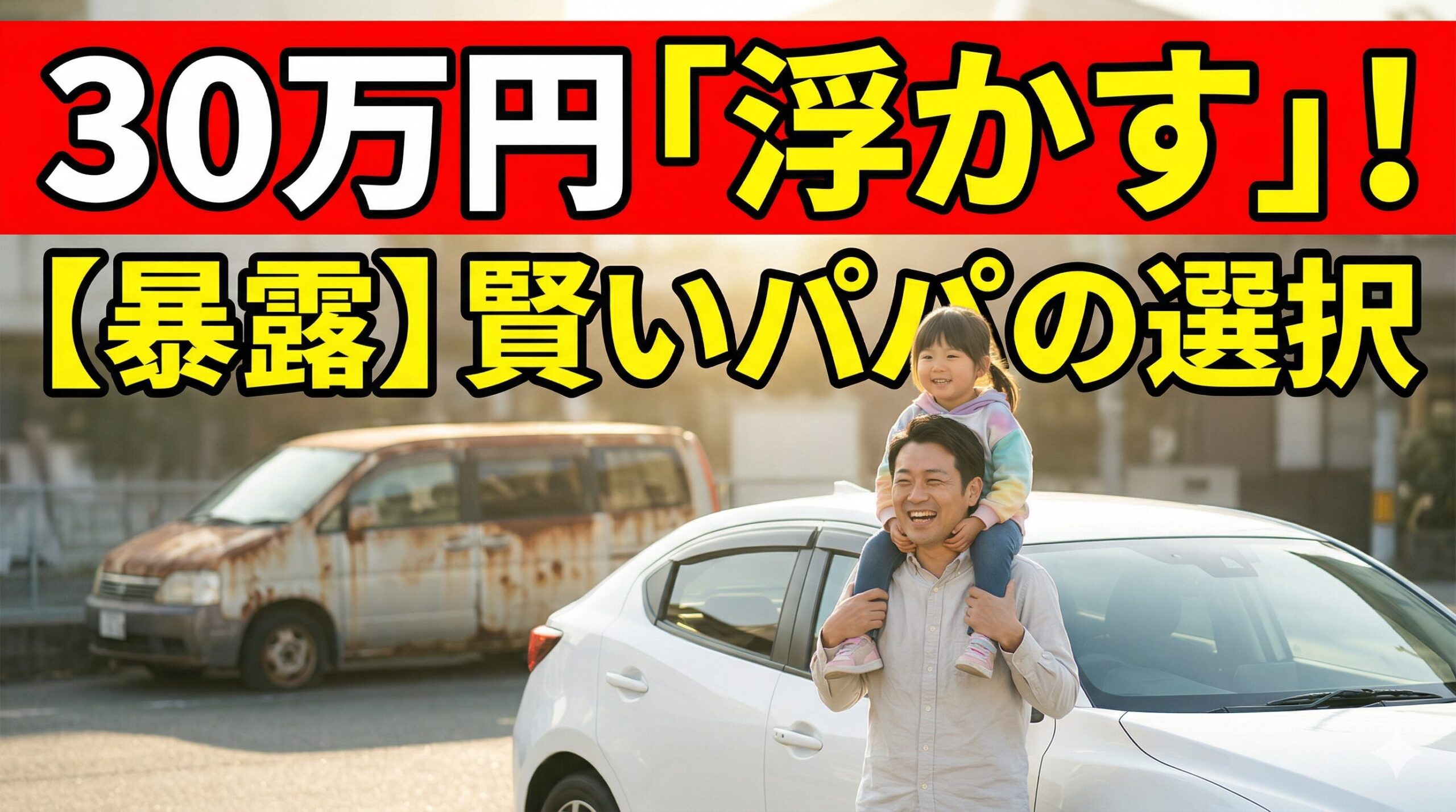古いステップワゴンの燃費に悩み、30万円浮かせて賢く乗り換えを成功させた笑顔の家族の画像。