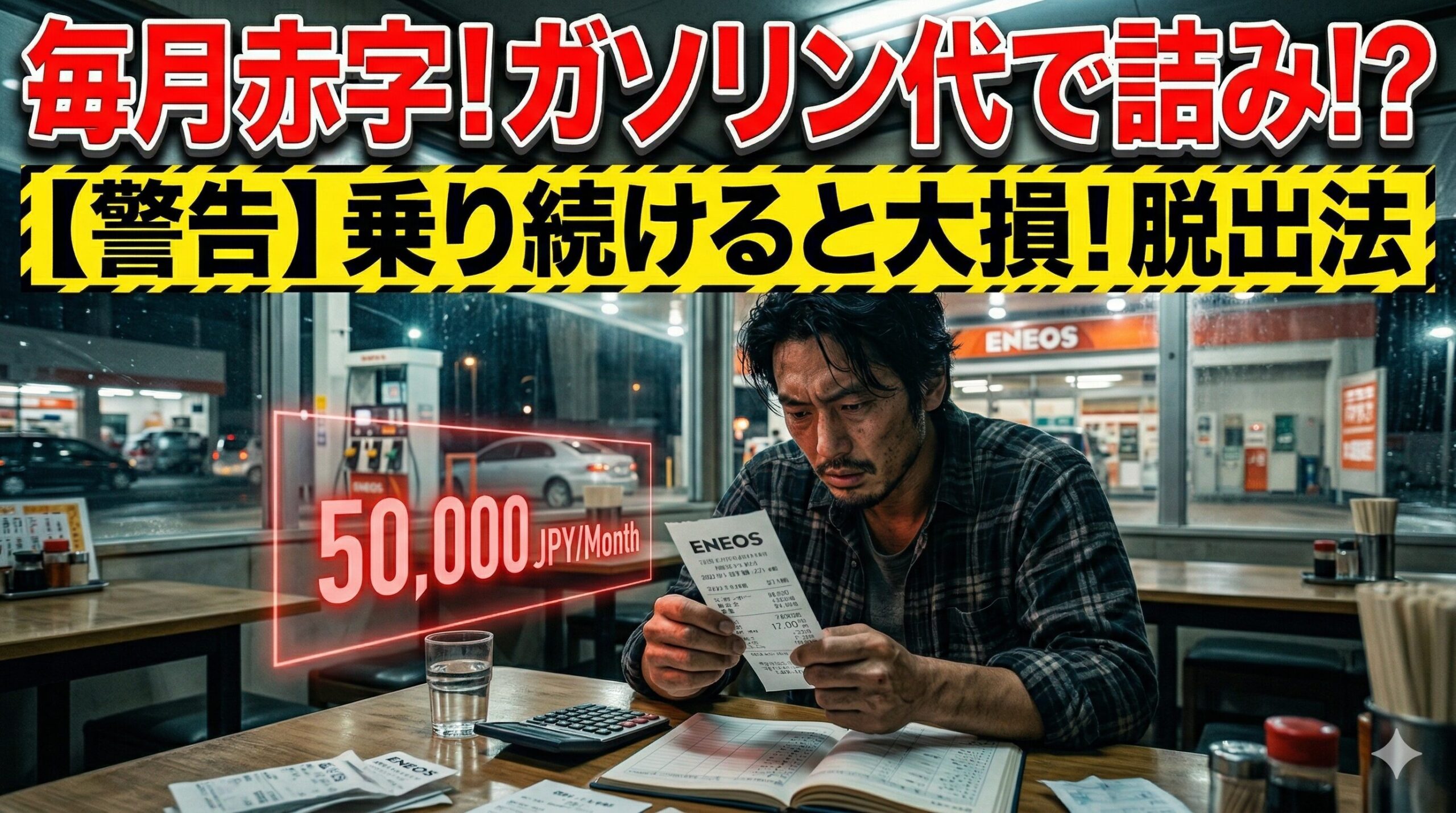 C-HRの最悪な燃費に絶望する男性。手放して大損を回避する裏ワザを解説したアイキャッチ画像。