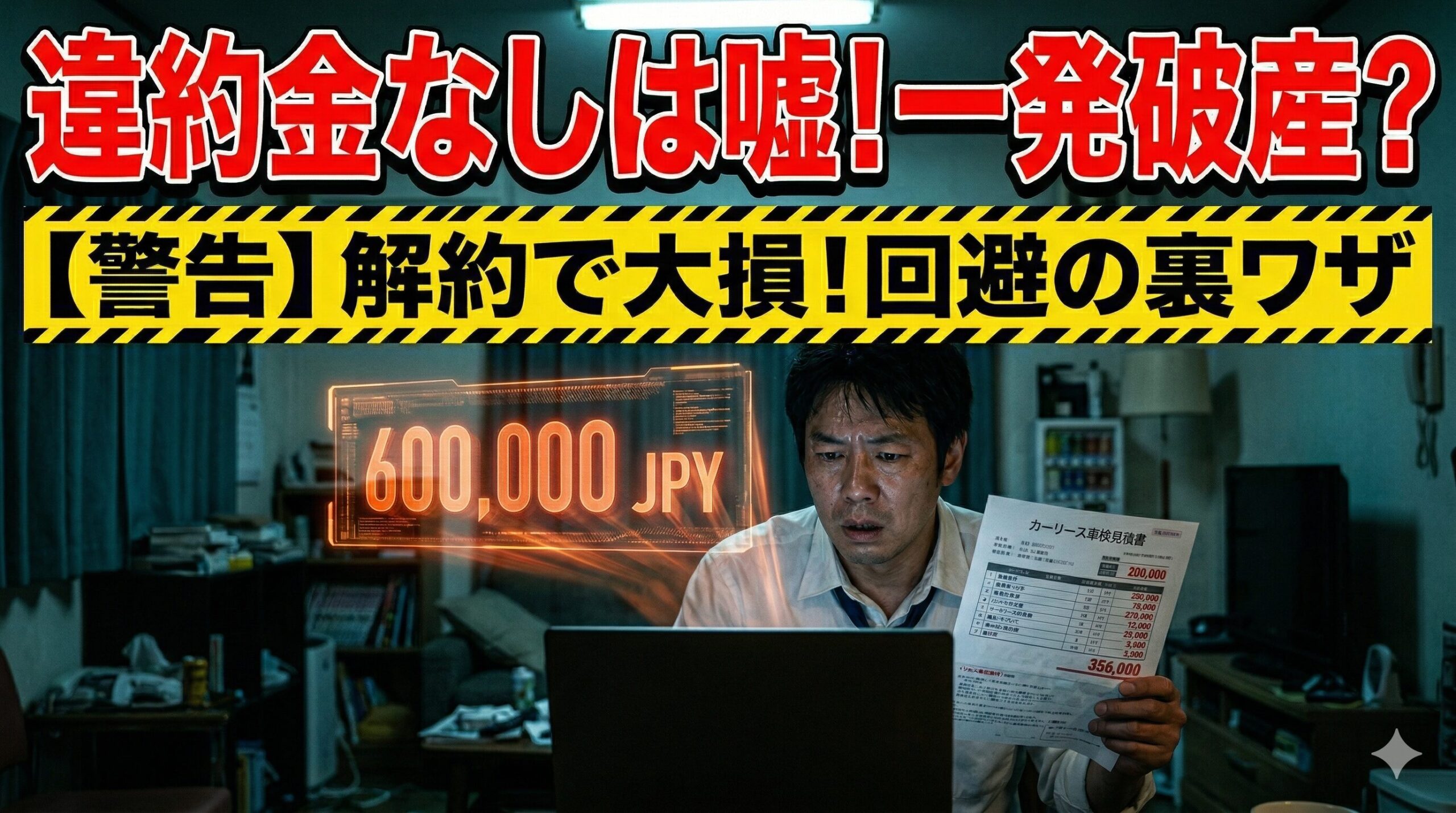 カーリースの途中解約で高額な違約金を請求され絶望する男性。知らなきゃ大損する裏事情と回避法を解説