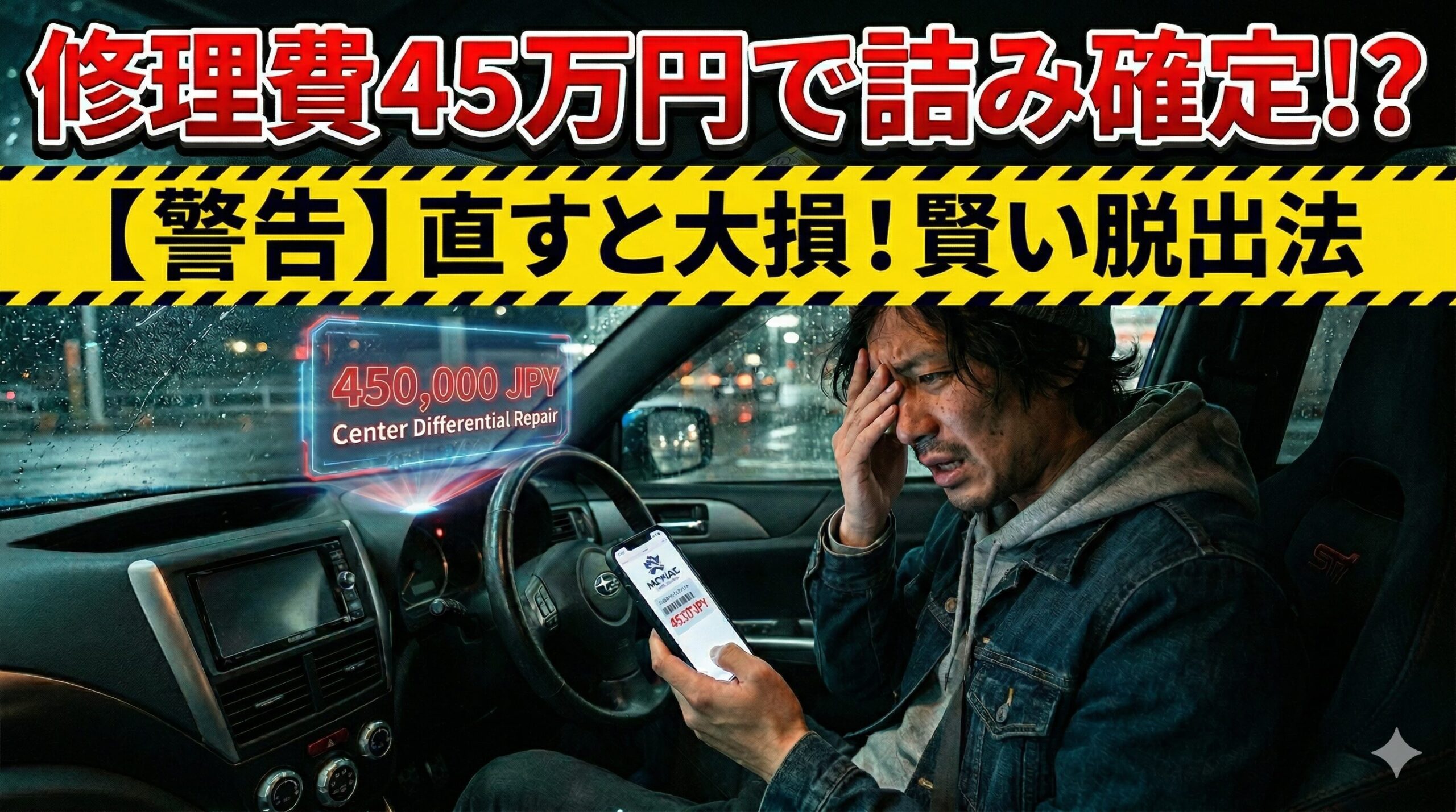 インプレッサの修理費に絶望する男性。賢い損切りで脱出する方法を解説