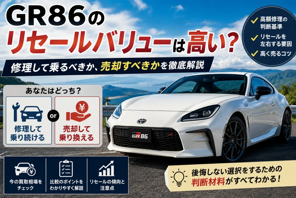 GR86のリセールバリューは高い？修理前に売るべきか判断する基準