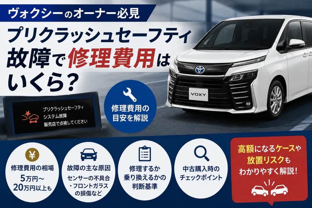 プリクラッシュセーフティの故障でヴォクシーの修理費用はいくら?原因と判断基準