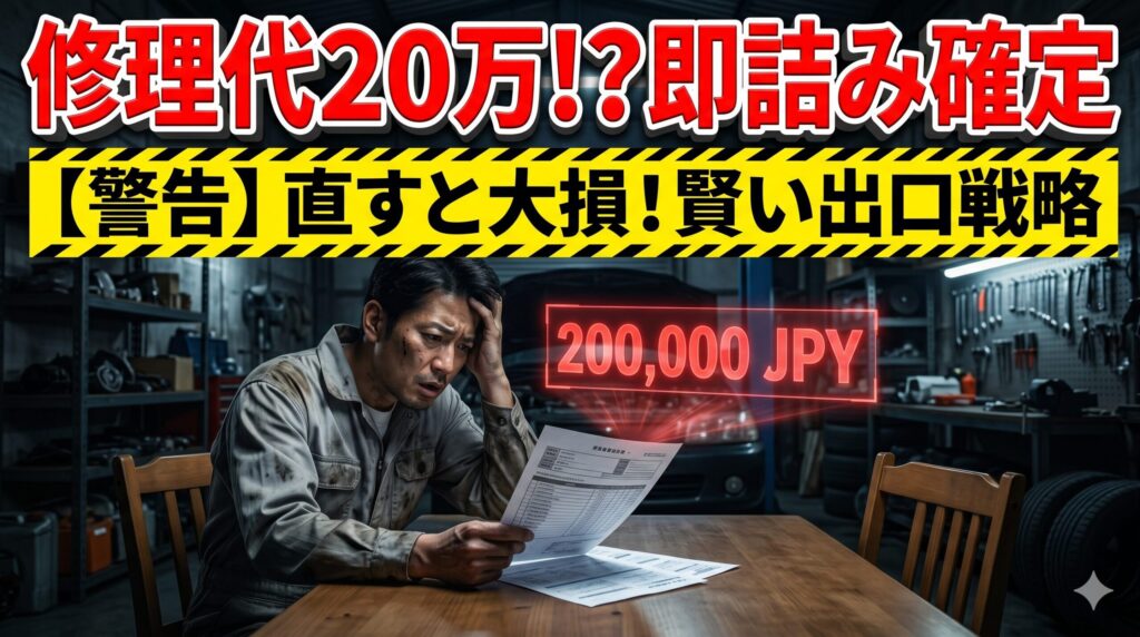 エクストレイルの修理費に絶望する男性。直すと大損する理由と賢い出口戦略を解説したアイキャッチ画像