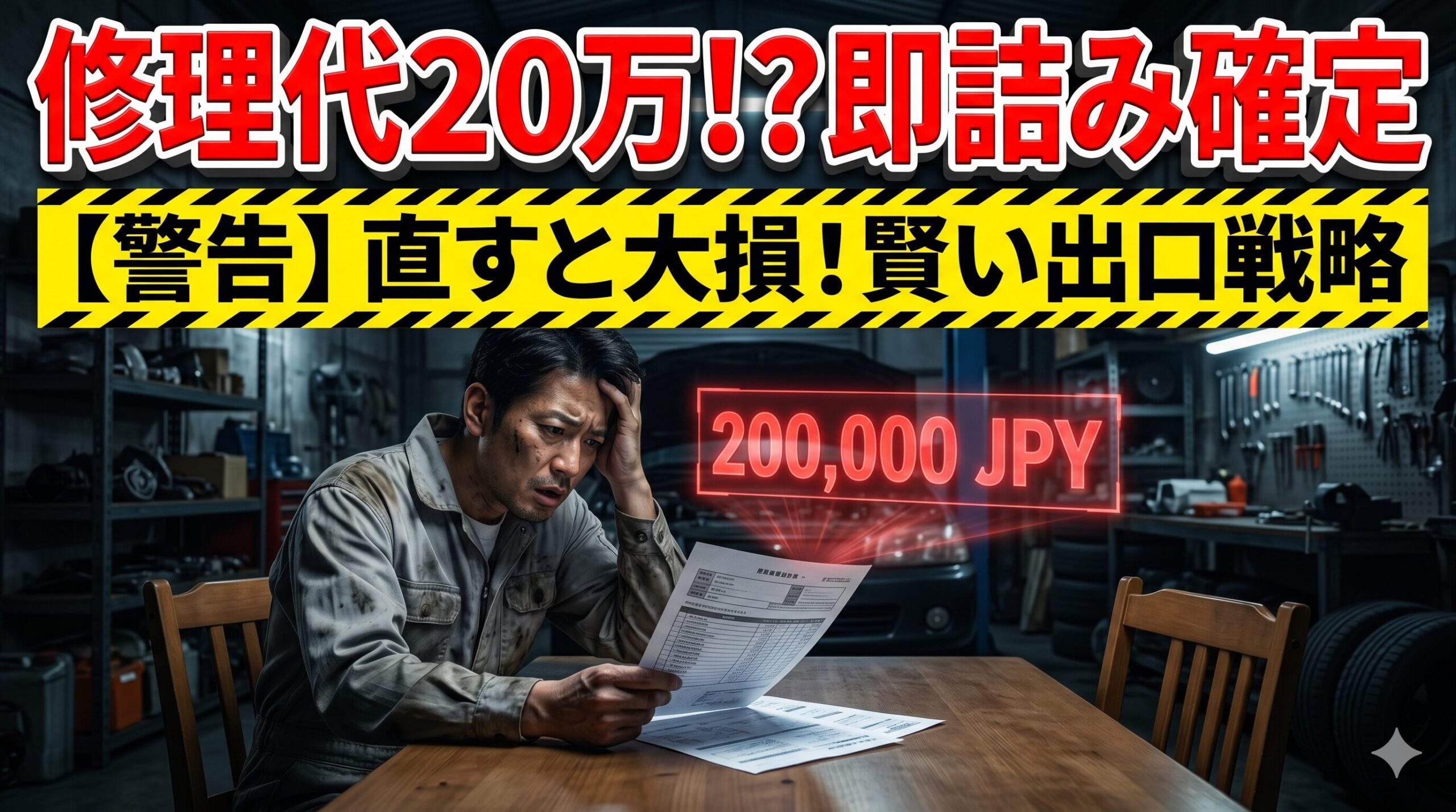 エクストレイルの修理費に絶望する男性。直すと大損する理由と賢い出口戦略を解説したアイキャッチ画像
