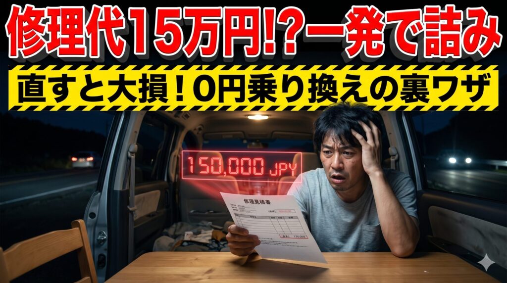 ヴォクシーのオルタネーター修理代に絶望する男性。賢い損切りで脱出する方法を解説したアイキャッチ画像