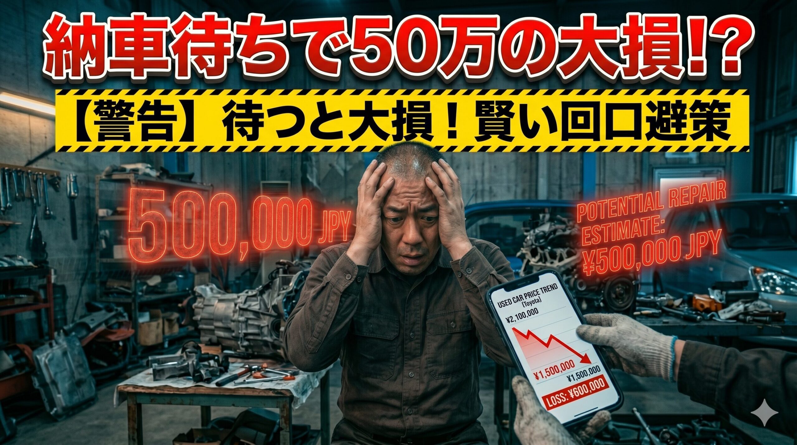ハリアーの納車待ちによる下取り価格暴落に絶望する男性。大損を回避する賢い選択を解説したアイキャッチ画像
