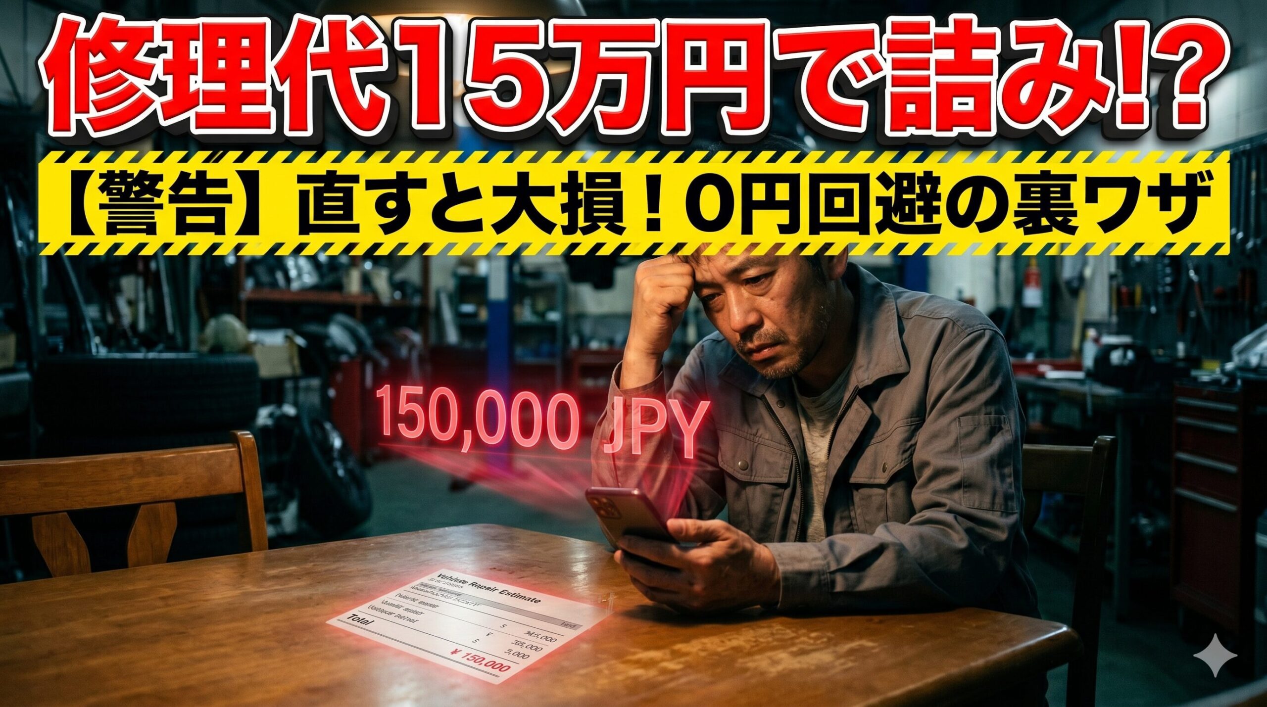 シエンタの高額な修理費に絶望する男性。賢い損切りで高額請求を回避する方法を解説したアイキャッチ画像