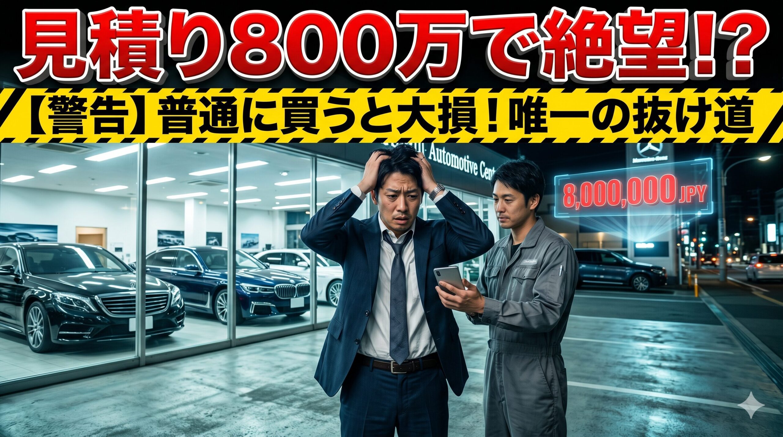 レクサスの高額な見積もりに絶望する男性。普通に買うと大損する理由と賢い抜け道を解説したアイキャッチ画像