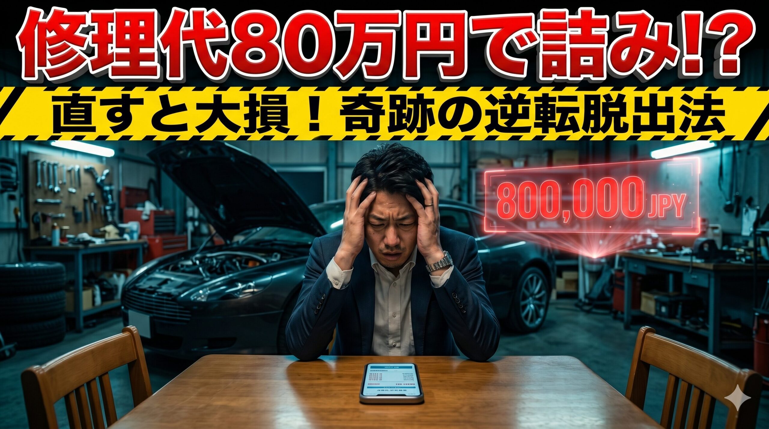 ロードスターのエンジンブロー修理費に絶望する男性。賢い損切りで脱出する方法を解説したアイキャッチ画像